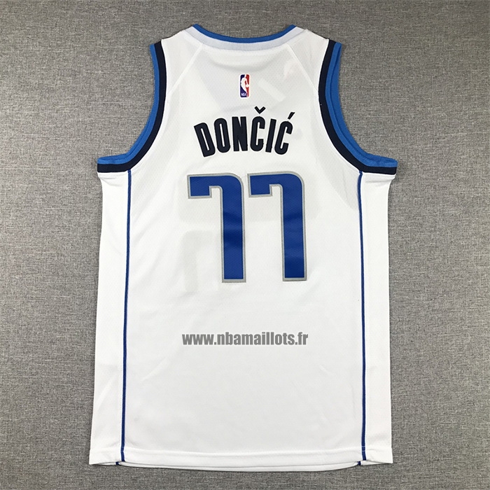 Maillot Enfant Dallas Mavericks Luka Doncic NO 77 Association 2021 Blanc